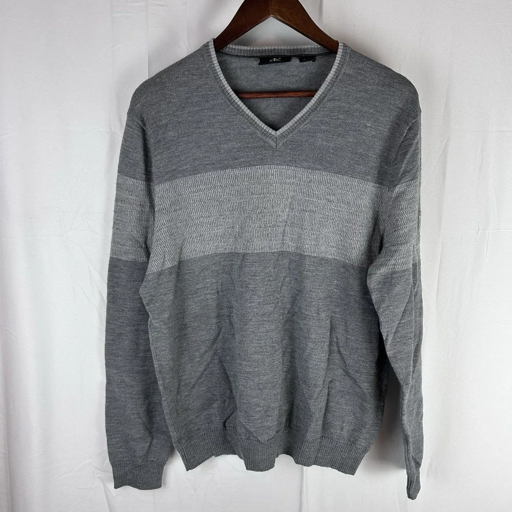 Calvin Klein Men's Merino Wool Blend Gray Sweater Lightweight Size Large